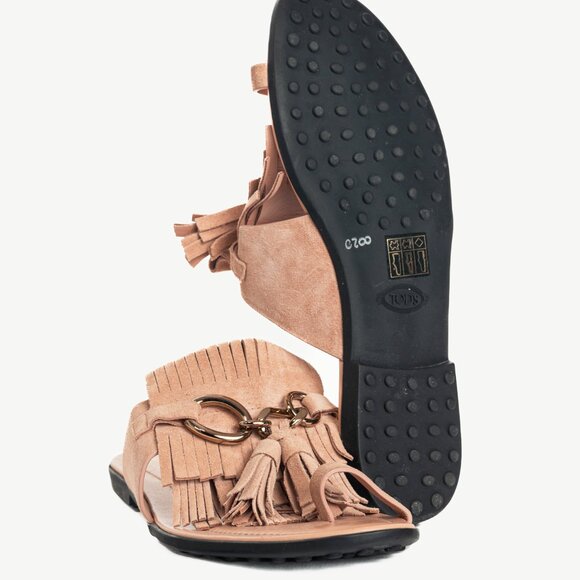 Tod's Sand Gomma Fringed Tassel Flat Thong Sandals - Picture 5 of 10